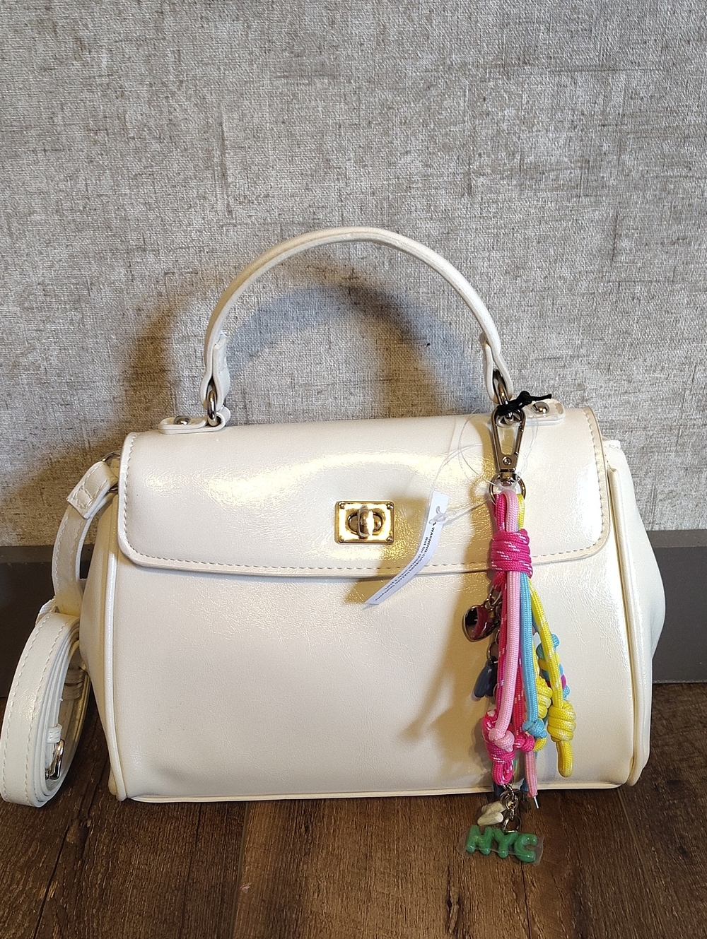 Madden NYC Women's White Flap Top Handle Bag